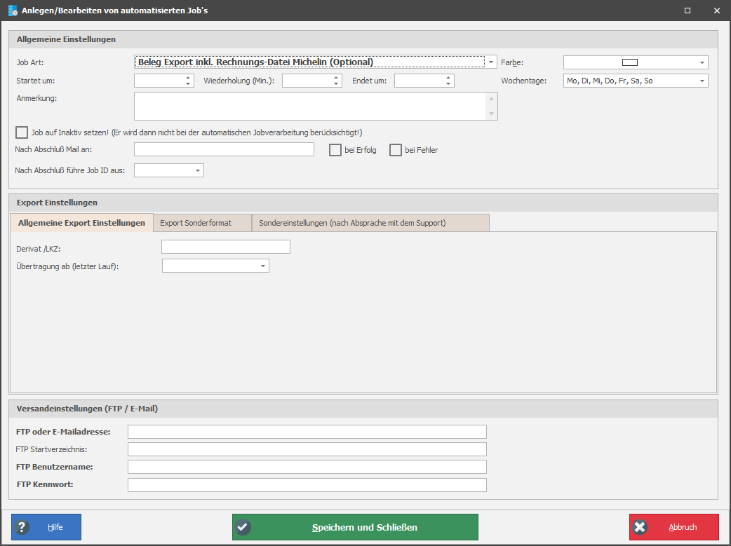 Beleg Export inkl. Rechnungs-Datei Michelin (Optional)